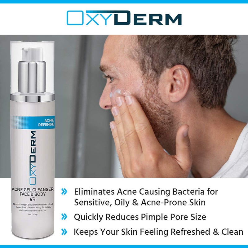OxyDerm Acne Face wash Treatment with Benzoyl Peroxide 5% - Clinically Proven Wash to Fight Acne Blemishes on Contact. Eliminates Cystic Breakouts, Oily Skin, Clogged Pores, Blackhead, Whitehead, & Pimples. - Image 4